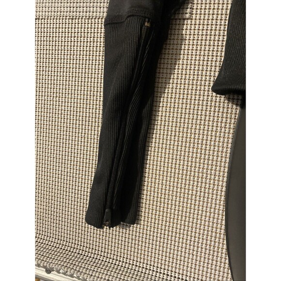 Cynthia Rowley-Black Matte Shimmer Zip Front Athletic/Sporty Jacket Size M - Picture 3 of 9